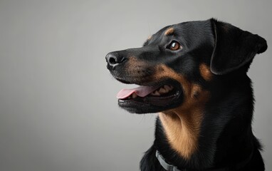 Obraz premium Studio partrait dog isolated on clear gray background 