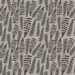 watercolor seamless pattern of fern leaves.Botanical design for textile,papers.