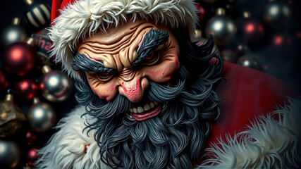 Obraz premium Wrinkled Santa with menacing expression
