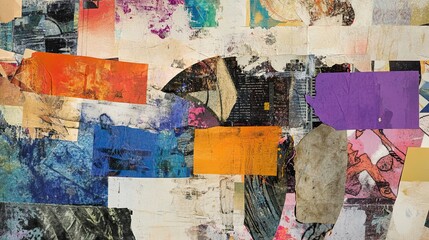 Fototapeta premium Abstract Collage with Colorful Textures and Shapes