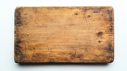 Rustic Wooden Cutting Board on White Background