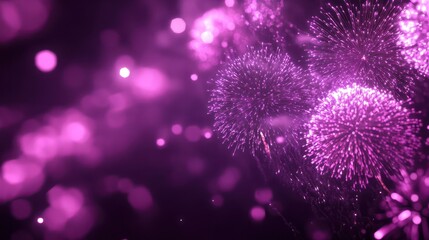 Banner Purple Firework celebrate anniversary happy new year 2024, 4th of july holiday festival.