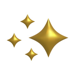 Shining golden stars emoji.3d style gold star icon,twinkle social media platform symbol on transparent background. Vector illustration EPS 10