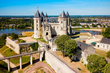 Chateau Saumur aerial view, France