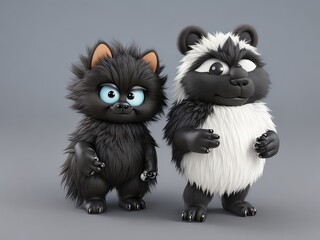 Fototapeta premium 3D illustration of a animated Cute Cartoon Baruk the Werewolf Character 3D Rendered on a Gray Background.