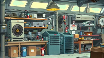 Workshop Interior with Tools and Equipment