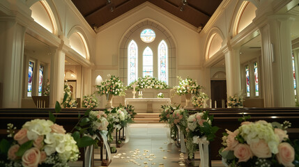 A Serene and Elegant Memorial Service Held Inside a Chapel