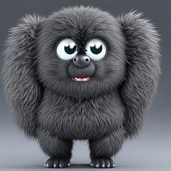 Obraz premium 3D illustration of a animated Cute Cartoon Baruk the Werewolf Character 3D Rendered on a Gray Background.
