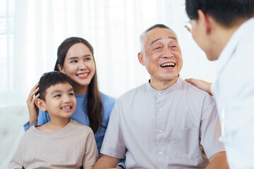 Fototapeta premium Senior adult male patient having an annual health check with doctor.