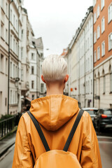 Fototapeta premium Back view of a beautiful brunette woman