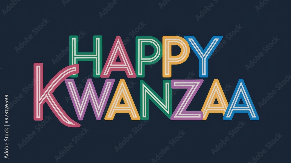 Canvas Prints Colorful Neon Letters Spell Happy Kwanzaa Celebration