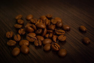 coffee beans on wooden background