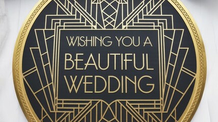 Elegant Wedding Card with Wishing You a Beautiful Wedding Quote