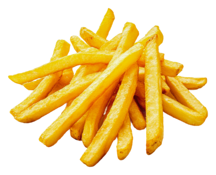 PNG Crispy golden fries on a plate