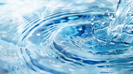 Elegant swirl of blue water waves Close-up photo with clean background