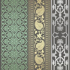 wedding card design, traditional paisley floral pattern , royal India	