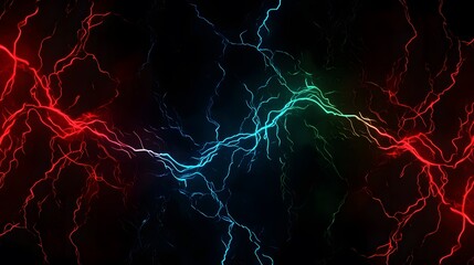 Obraz premium 黒の背景にカラフルな電流