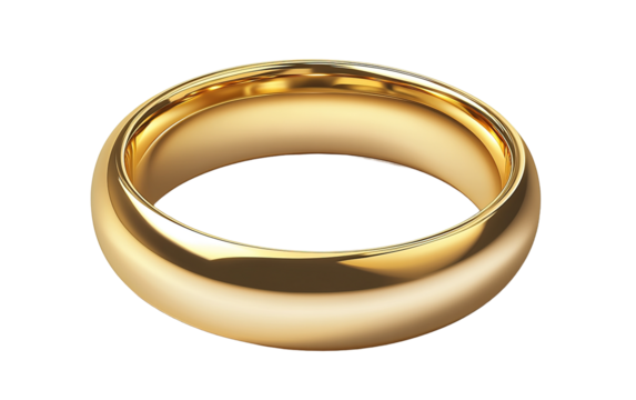 Wedding ring isolated on white or transparent background