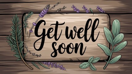 Hand-Illustrated Get Well Soon Card with Floral Accents