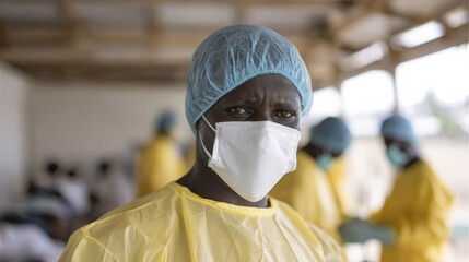 Ethnically Diverse Medical Team in PPE Working at Crowded Clinic During Epidemic on Labor Day