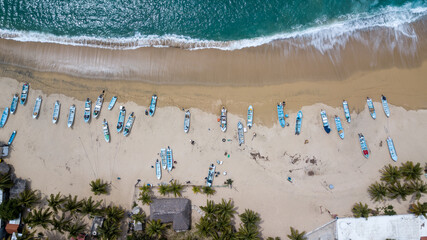 Aerial view of Puerto Angel, a Mexican town located in the State of Oaxaca, Mexico