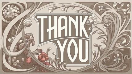 Vintage Style Thank You Card with Floral Design Elements
