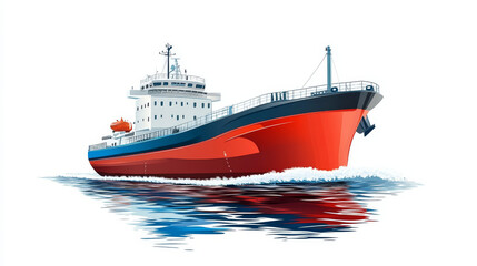 Fototapeta premium Cargo ship vector illustration, isolated on white. 