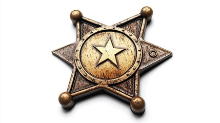 Vintage Sheriff Star Badge on White Background