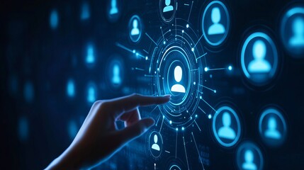 Onboarding concept. Person touch virtual onboarding icon for human resources business industry to introduce newly hired employee into an organization with behavior, welcome, knowledge, and skill