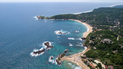 Fototapeta premium Aerial view of Mazunte beach located in the State of Oaxaca, Mexico