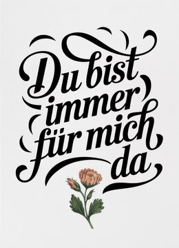 Inspirational Quote with Floral Design with German Sentence Du bist immer f&uuml;r mich da