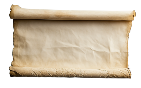 A scroll of paper is displayed isolated on white or transparent background
