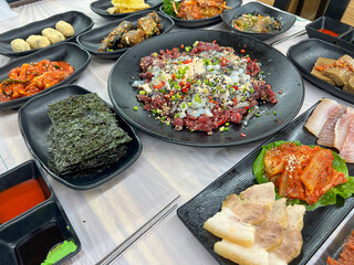 korean style raw beef octopus slice