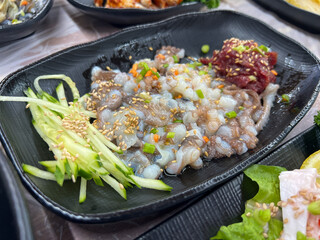 korean style raw beef octopus slice