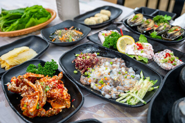korean style raw beef octopus slice