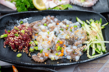 korean style raw beef octopus slice
