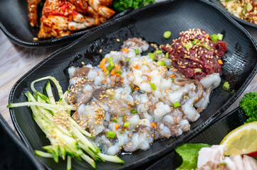 korean style raw beef octopus slice