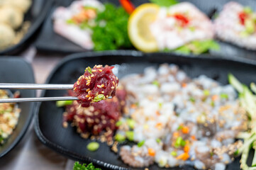 korean style raw beef octopus slice