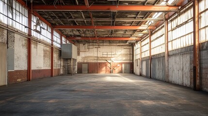 Obraz premium Spacious Industrial Warehouse Interior