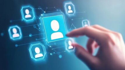 Onboarding concept. Person touch virtual onboarding icon for human resources business industry to introduce newly hired employee into an organization with behavior, welcome, knowledge, and skill