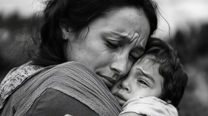 Unbreakable Bond: Emotional Reunion of Mother and Child with Tear-Filled Eyes