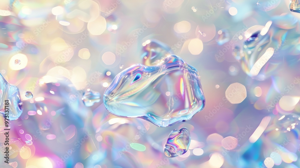 Leinwandbilder holographic shapes appearing to float and interact in a surreal, dream-like manner with a soft focus