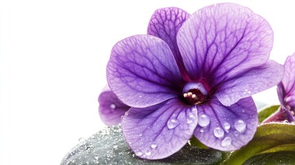 A close-up of a vibrant purple flower with water droplets on its petals.