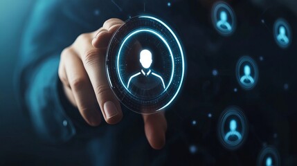 Onboarding concept. Person touch virtual onboarding icon for human resources business industry to introduce newly hired employee into an organization with behavior, welcome, knowledge, and skill