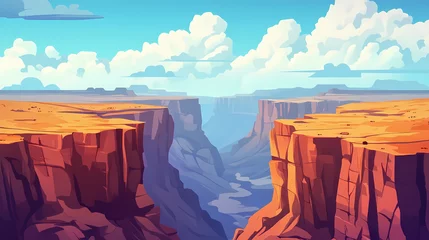 Gordijnen Kinderkamer Cute cartoon landscape of the grand canyon vast chasm, minimalist backgrounds, simple and colorful illustrations. Grand Canyon. Illustration  © Thiago