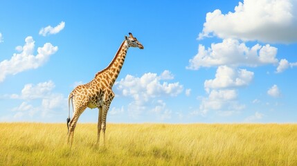 Obraz premium Majestic Giraffe Standing in a Sunny African Landscape