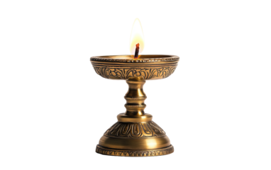 Antique brass candle stick isolated on white or transparent background