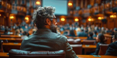 Obraz premium Attentive Listener at a Conference