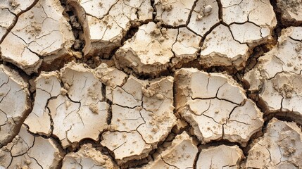 Fototapeta premium Parched earth with deep cracks and dry texture Close-up photo with clean background