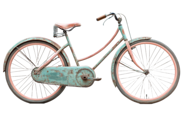 Antique bicycle isolated on white or transparent background